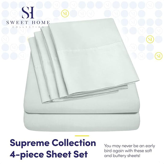 Twin Size Bed Sheets - 4 Piece 1500 Supreme Collection Fine Brushed Microfiber Deep Pocket Twin Sheet Set Bedding - 1 EXTRA PILLOW CASES, GREAT VALUE, Twin, Mint