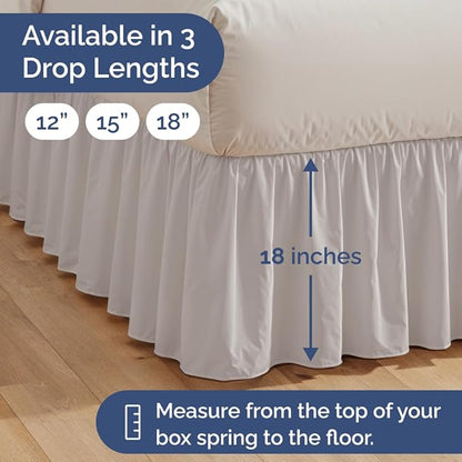 Bedskirt Full Size Ruffle - 18 inch Drop Dust Ruffle Bed Skirt with Platform - Soft, Easy Fit, Premium Hotel Quality - Wrinkle, Fade & Shrink Resistant - for Women, Men, Kids and Teens - Light Grey