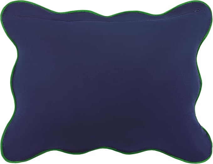kate spade new york Scalloped Edge 2-Piece Twin Quilt Bedding Set, 100% Cotton Reversible Cover, All Season Warmth Bedding, Machine Washable, Navy