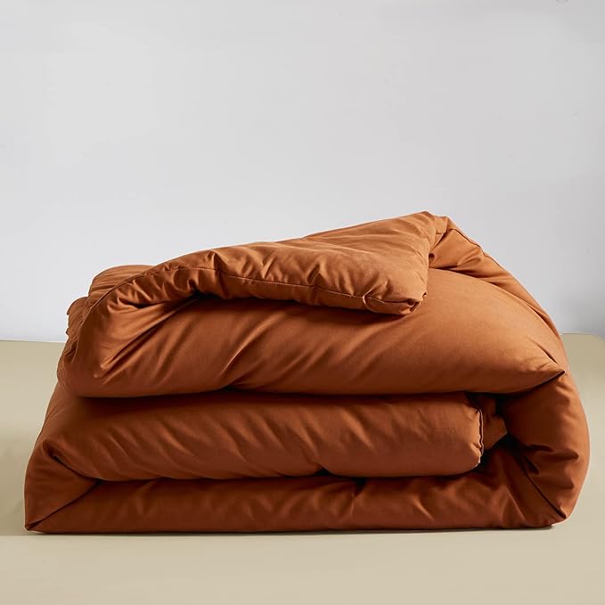 Luxlovery Rust Comforter Set King Burnt Orange Bedding Comforter Set Caramel Bedding Set Solid Color Rust Orange Bedding Set Queen Bed Cozy Soft Breathable Red Bronze Bedding Comforter for Women Men