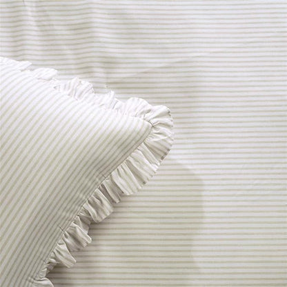 Lush Decor Ticking Stripe Bedspread King Size 3 Piece Set Wheat - Ruffle Bedding Set King Bedspreads - Striped Bedding - Farmhouse & Coquette Decor