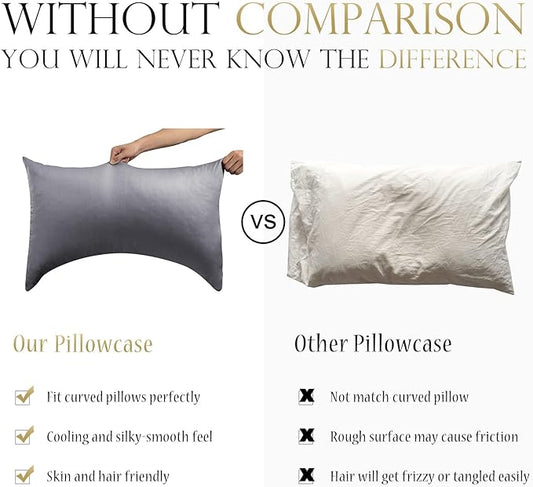 Cooling Side Sleeper Pillow Cases Queen Size Set of 2 - Curved Rayon Derived from Bamboo Pillowcase Cover- Breathable Silky Soft Pillowcase for Hot Sleepers Hair and Skin 20 * 30 Inches Dark Grey