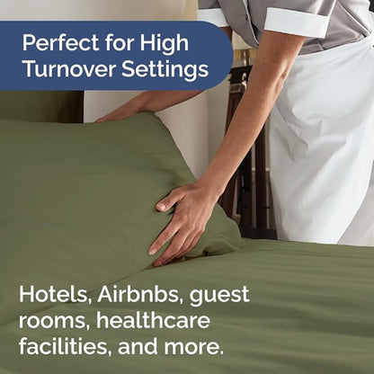 Bulk Case Pack of 10 Sheet Sets - (10) Complete Split King Size Sheet Sets with Deep Pockets - Wholesale Bulk Bedding for Hotels, Spas & Airbnbs - Breathable & Wrinkle Free - (Split King, Sage Green)