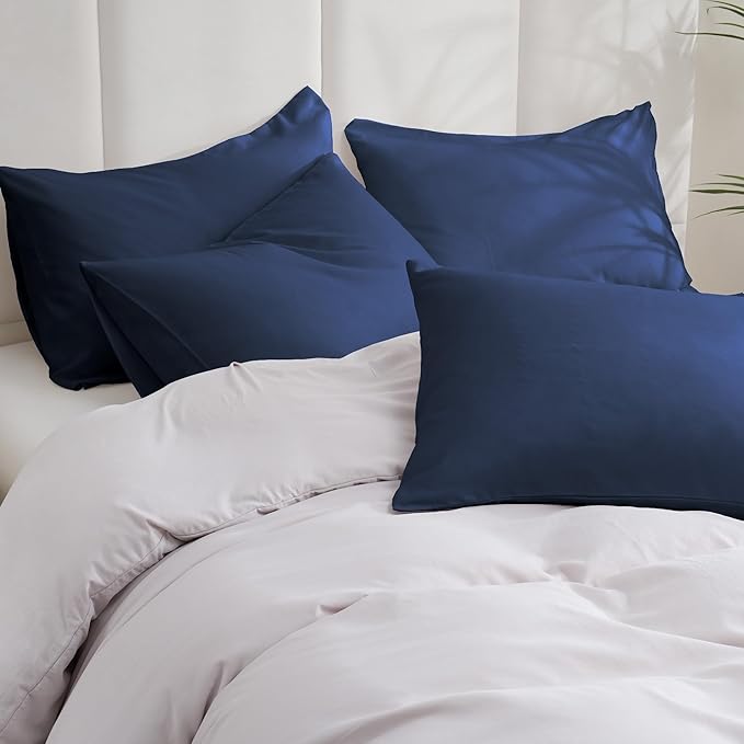 ZPECC Pillow Cases Standard Size Set of 12, 20x26 Envelope Closure Pillowcases, Soft Plain Brushed Microfiber Covers Hypoallergenic Breathable, Navy