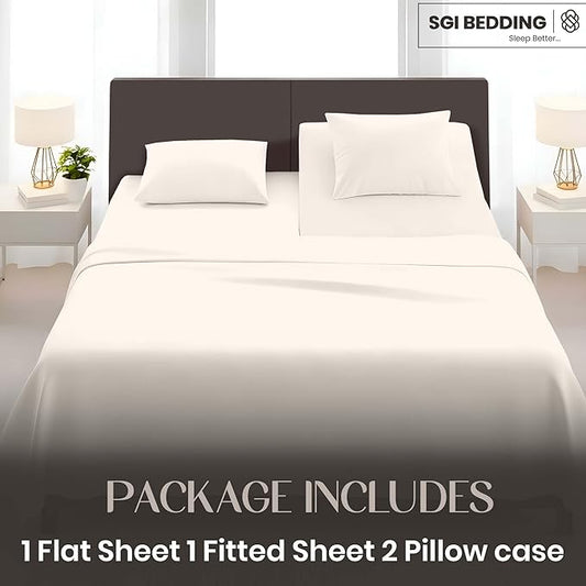 SGI bedding Adjustable Split Head Flex Top Cal King 34" Microfiber Sheet Set Ultra Soft, Cooling & Deep Pocket 15 Fitted, 4-Piece Breathable & Durable Bedding Set for Split Cal King Beds -Butter