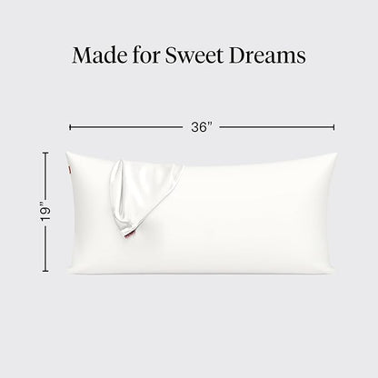 Kitsch Satin Pillowcase with Zipper for Hair & Skin - Softer Than Silk Pillow Cases, Smooth Cooling Satin Pillow Case, Wrinkle-Free, Machine Washable - King Size Satin Pillow Case (19x36), Ivory 2pcs