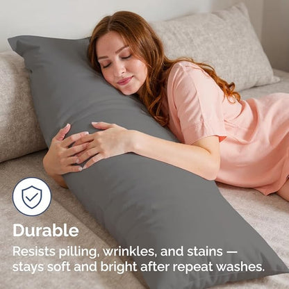 Body Pillowcases Set of 4-20x54 Long Body Pillow Case - Soft Body Pillow Cover for Sleeping & Side Sleepers - Comfy, Breathable & Fade Free - Machine Washable with Envelope Enclosure - (Dark Grey)