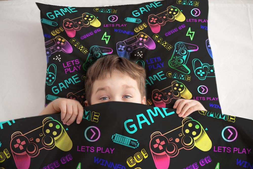 Sunnycitron Gamepad Gamer Comforter Set for Boys Gaming Bedding Set Queen