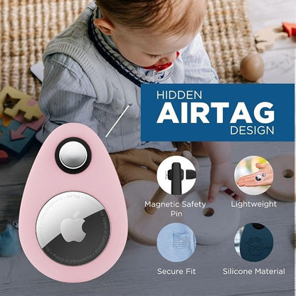 INFINITE ORBIT AirTag Holder for Kids – 2 Pack Anti-Removal Locking Case, GPS Tracker Holder Suitable for Children, Elderly, Pets & Luggage, Hidden Air Tag Pin Case (Compatible with Apple AirTag)