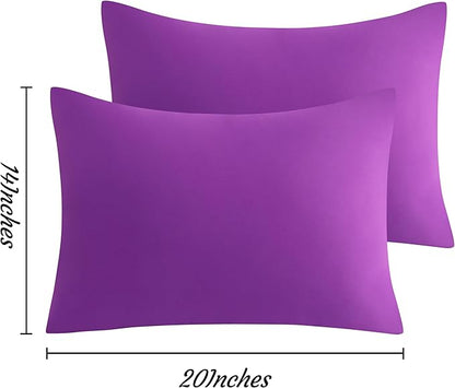 NTBAY Toddler Pillow Cases Set of 2, 2 Pack Brushed Microfiber 14x20 Pillow Cases, Soft, Wrinkle, Fade, Stain Resistant Purple Pillow Cases with Envelope Closure, 14x20 Inches, Purple