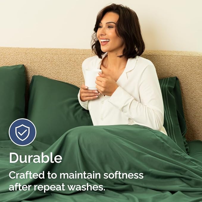 Bulk Case Pack of 12 Sheet Sets - (12) Complete Queen Size Sheet Sets w/ Deep Pockets - Wholesale Bulk Bedding for Hotels, Spas & Airbnbs - Breathable, Cooling & Wrinkle Free - (Queen, Emerald Green)