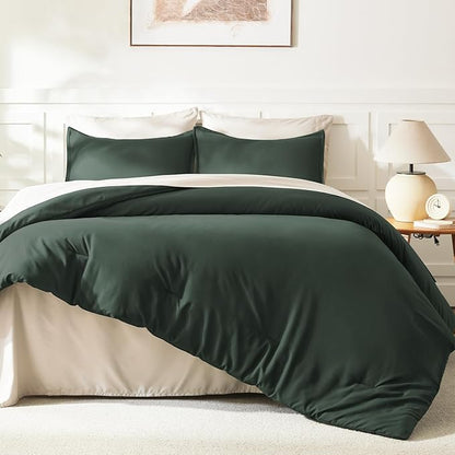 Litanika Forest Green Oversized King Comforters Super King Size, 3 Pieces Lightweight Solid Bedding Comforter Set, All Season Fluffy Bed Set (120x120In Comforter & 2 Pillowcases)