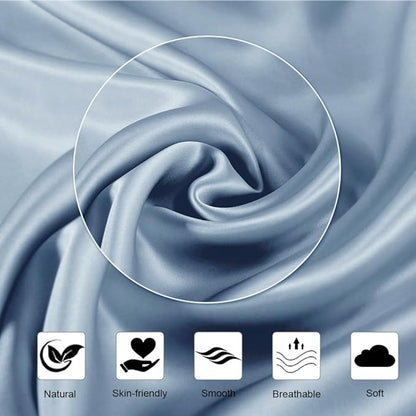 Ravmix Silk Pillow Cases with Zipper, 21momme Mulberry Silk Pillowcase for Hair Skin Health, Soft Smooth Breathable Cool Pillow Cover for Beauty Sleep with Gift Box 1PC(King 20"x36", Flint Blue)