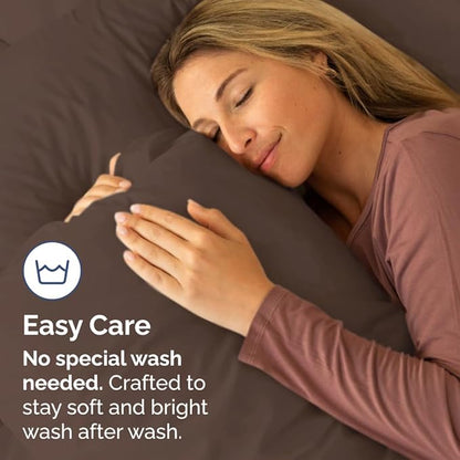 Body Pillowcases Set of 2-20x54 Long Body Pillow Case - Soft Body Pillow Cover for Sleeping & Side Sleepers - Comfy, Breathable, Wrinkle & Fade Free - Machine Washable w/Envelope Enclosure (Brown)