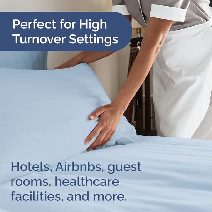 Bulk Case Pack of 12 Sheet Sets - (12) Complete King Size Sheet Sets with Deep Pockets - Wholesale Bulk Bedding for Hotels, Spas & Airbnbs - Breathable, Cooling, Soft & Wrinkle Free - (King, Sky Blue)