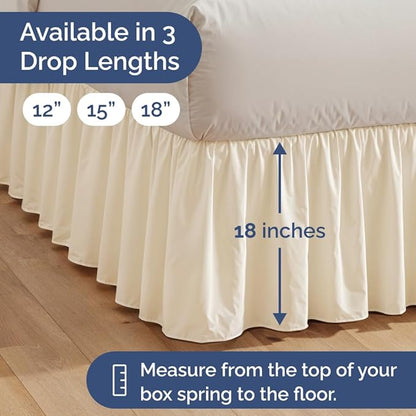 Bedskirt King Size Ruffle - 18 inch Drop Dust Ruffle Bed Skirt with Platform - Ultra-Soft, Easy Fit, Premium Hotel Quality - Wrinkle, Fade & Shrink Resistant - For Women, Men, Kids & Teens - Off White