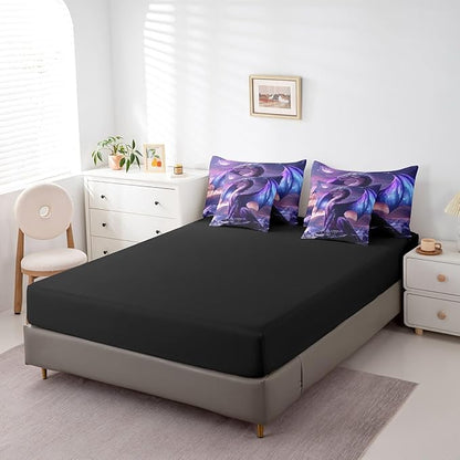 Feelyou Medieval Fantasy Dragon Comforter Set 7 Pieces Full Size Ancient Wildlife Bedding Set for Boys Girls Fairy Bed in a Bag with Comforter, Sheets, Pillowcases & Cushion Covers