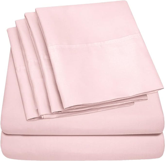Twin XL Size Bed Sheets - 4 Piece 1500 Supreme Collection Fine Brushed Microfiber Deep Pocket Twin X-Large Sheet Set Bedding - 1 EXTRA PILLOW CASES, GREAT VALUE, Twin XL, Pale Pink