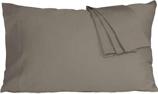 Pillow Cases, Standard Queen Size Cotton Percale Weave Pillowcases, Pre-Shrunk Breathable and Hypoallergenic Pillowcases, Set of 2 (2 Piece Standard/Queen 20 Inch x 30 Inch, Taupe Gray)