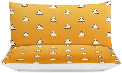 INFLAG Anime Bedding Set - Soft Brushed Microfiber 68x90 Inches Duvet Cover Set, 3 Piece, 1 Duvet Cover with Zipper Closure and 2 Pillow Shams (Twin,Yellow)