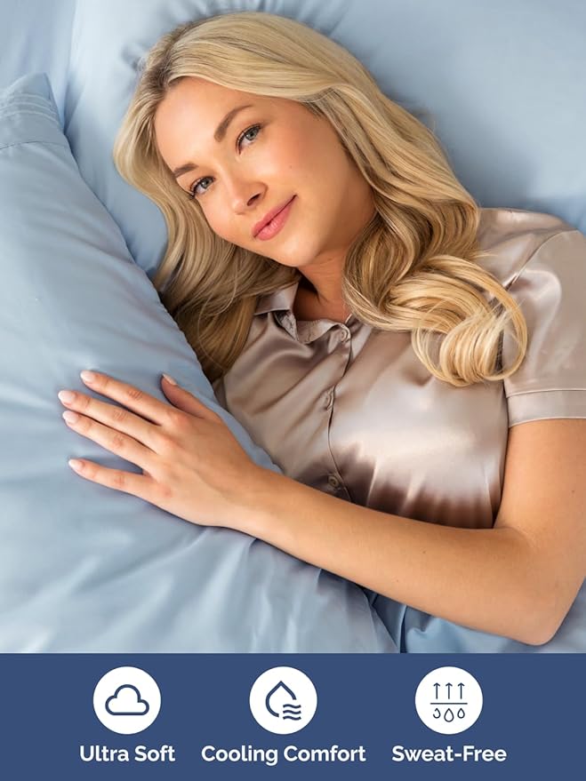 Extra Deep Twin XL Sheet Set - 4 Piece Breathable and Cooling Sheets - Hotel Luxury Bedding for Women, Men, Kids & Teens - Easy Secure Fit - Soft, Wrinkle Free & Comfy - Extra Deep Pockets - Sky Blue