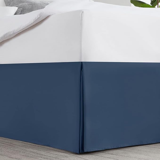 Nestl Navy Blue Bed Skirt Cal King Size - Cal King Bed Skirt 14 Inch Drop - Brushed Microfiber Bed Skirts - Hotel Quality Pleated Bed Skirt - Shrinkage & Fade Resistant