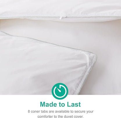 APSMILE All Season Down Feather Fibers Comforter California King Size - Ultra-Soft High Fill-Power Hotel Collection Duvet Insert Fluffy Medium Warm Quilt Comforter with Corner Tabs(104x96, White)