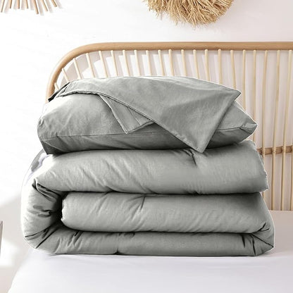SDIII 3PCS Grey Twin Comforter Set with 2 Pillowcases, Soft Brushed Microfiber Lightweight Gray Comforter Twin, Hotel Luxury Gray Bedding Set