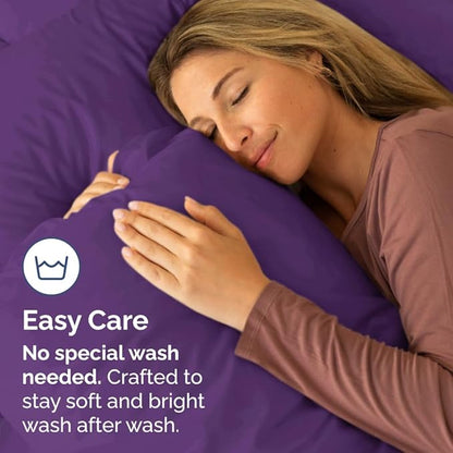 King Standard Pillow Cases Set of 2 - Ultra-Soft Hotel Quality Pillowcase Covers - Comfy, Cozy & Fade Free - Wrinkle Resistant - Machine Washable Pillow Protectors - 2 Piece Set - King Standard Purple