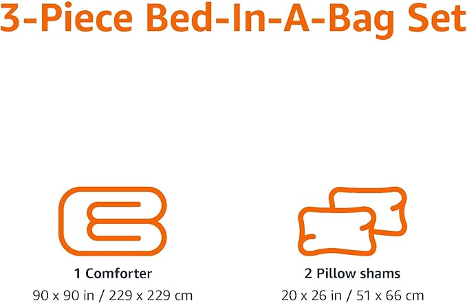 Amazon Basics 3-Piece Soft Microfiber Kid's Comforter and Pillow Sham Set, Full/Queen, Navy, Solid