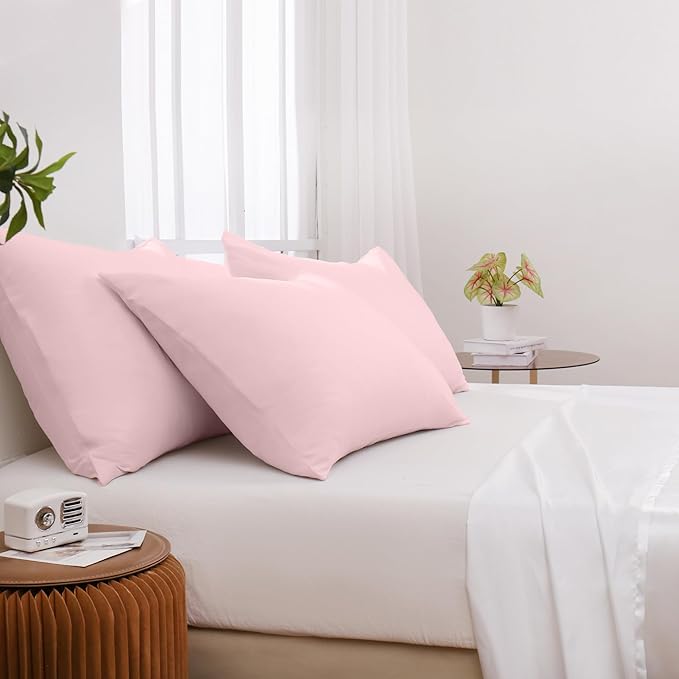 Pillowcases Queen 12 Pack, 20x30 Pillow Cases with Envelope Closure, Soft Plain Brushed Microfiber Covers Breathable Wrinkle-Resistant, Pink