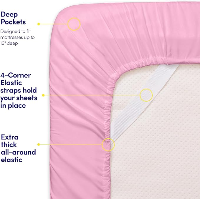 1500 Supreme Collection King Sheet Sets Pink - Luxury Hotel Bed Sheets and Pillowcase Set for King Mattress - Extra Soft, Elastic Corner Straps, Deep Pocket Sheets, King Pink