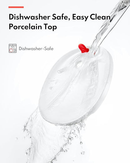 Homerunpet Cat Water Fountain Porcelain-Tray, Ultra Quiet Pet Fountain | Wireless Self-Cleaning Pump, Easy-to-Clean with Smart LED and 4-Stage Filtration for cats and Dogs, 68oz
