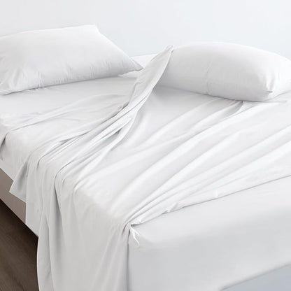 SPRINGSPIRIT Twin Sheets Set, 4 Piece Bed Sheets Set Deep Pockets, Super Soft, Breathable, White