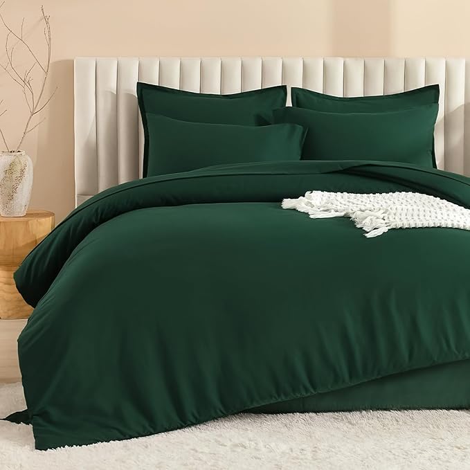 Litanika Oversized King Comforter Sets Emerald Green - 7 Pieces Bed in a Bag Oversized King Bedding Comforter Sets, Solid Lightweight Bed Set with Comforter, Sheets, Pillowcases & Shams