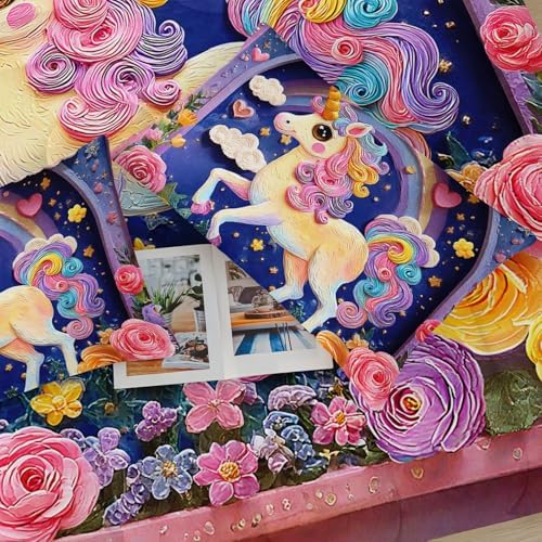 Pink Purple Rainbow Unicorn Flower Comforter Set Full for Kids Girls，Girls Unicorn and Rainbows Bedding Sets Full，with 1 Comforter with 2 Pillow Case，Unicorn Bedroom Decor and Bedding Set