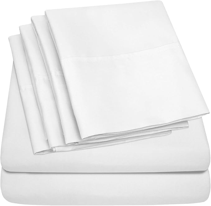 Queen Sheets White - 6 Piece 1500 Supreme Collection Fine Brushed Microfiber Deep Pocket Queen Sheet Set Bedding - 2 Extra Pillow Cases, Great Value, Queen, White