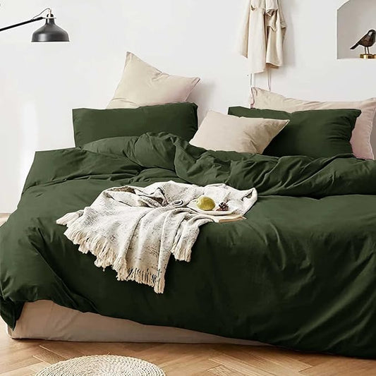 ETDIFFE Dark Green King Size Comforter, 3pc Soft Farmhouse Olive Bedding Set & Collection, Lightweight All Season Microfiber Down Alternative Bed Comforter with 2 Pillow Shams for Women Men