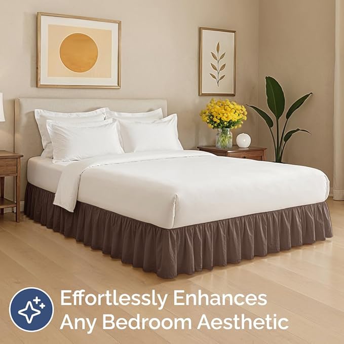 Bedskirt Twin Size Ruffle - 18 inch Drop Dust Ruffle Bed Skirt with Platform - Ultra-Soft, Easy Fit, Premium Hotel Quality - Wrinkle, Fade & Shrink Resistant - for Women, Men, Kids and Teens - Brown