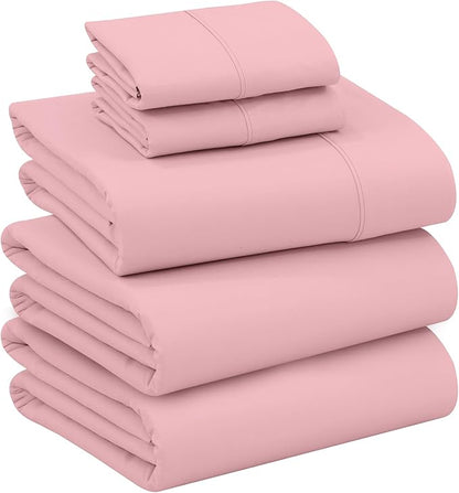 RUVANTI 100% Cotton Sheets – Split King Size Percale Bedding, Cooling & Breathable, Durable with a Crisp, Soft & Comfortable Feel, 16" Deep Pocket, 5-Piece Set, Bridal Rose
