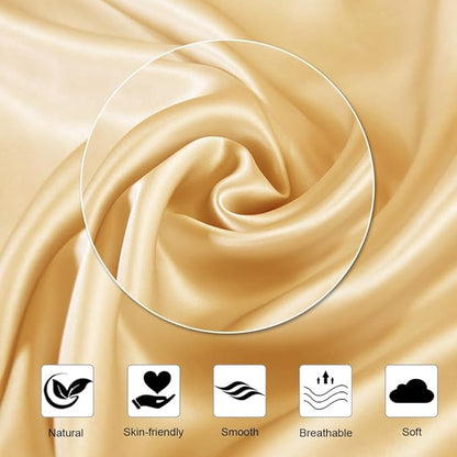 Ravmix Silk Pillow Cases with Zipper, 21momme Mulberry Silk Pillowcase for Hair Skin Health, Soft Smooth Breathable Cool Pillow Cover for Beauty Sleep with Gift Box 1PC(Queen 20"x30", Gold)