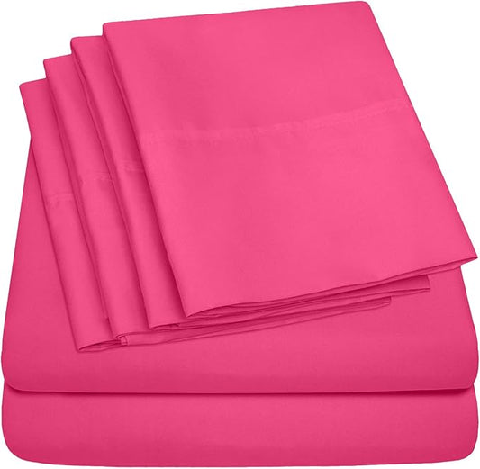 King Size Bed Sheets - 6 Piece 1500 Supreme Collection Fine Brushed Microfiber Deep Pocket King Sheet Set Bedding - 2 Extra Pillow Cases, Great Value, King, Fuschia