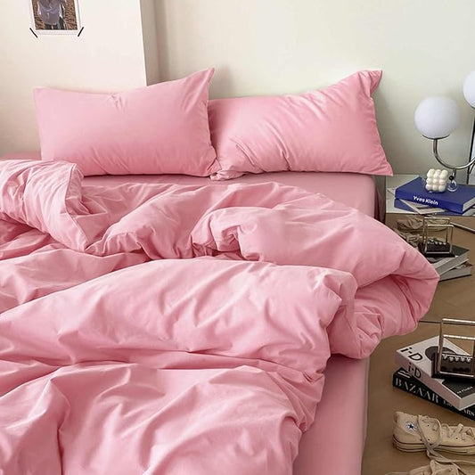 ETDIFFE Pink Comforter Set Queen Size, 3 Piece Soft & Lightweight Bedding Set - All Season Microfiber Down Alternative Bed Comforter with 2 Pillowcases for Women