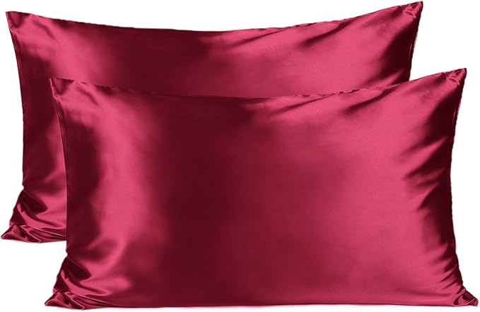 Yanibest Satin Pillowcase for Hair and Skin Care Silk Pillowcase 2 Pack Queen Size Pillow Cases Set of 2 -Satin Cooling Pillow Covers with Hidden Zipper Floral Print