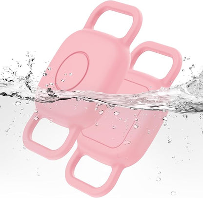 DDJ Waterproof Dog Collar Holder for Life360 Tile Mate Tracker, 2-Pack Durable Silicone Cover, Anti Lost for Life 360 Tile Tracker Case for Cat & Pet Collars, Easy Installation, Lightweight, Pink