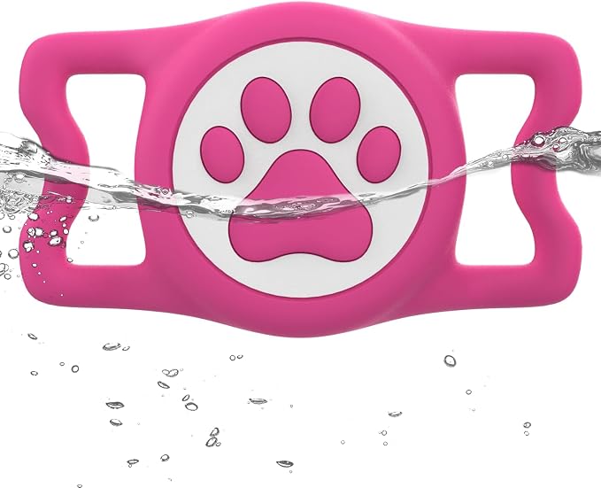 IP68 Waterproof Dog AirTag Holder for Dog Collar, Soft, Stretchy Silicone | Full-Body Protection, Easy Tool-Free Installation, Quiet, No-Dangle Fit, Lightweight, Fits Dog & Cat Collars of All Widths