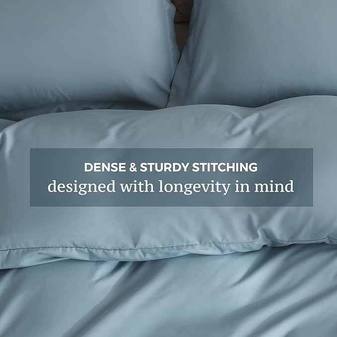 JSD Dusty Blue Duvet Cover Set Queen Size, 3 Piece Duvet Cover with Pillow Shams, Soft Brushed Microfiber Zipper Closure, Comforter Not Included