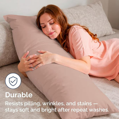Body Pillowcases Set of 4-20x54 Long Body Pillow Case - Soft Body Pillow Cover for Sleeping & Side Sleepers - Comfy, Cozy Breathable & Fade Free - Machine Washable w/Envelope Enclosure - (Mauve)