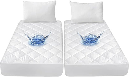 Split King Mattress Topper Protector Pad for Adjustable Bed Cover, Quilted, Breathable, Absorbent, Fitted Sheet Style, Machine Washable