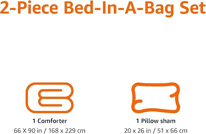 Amazon Basics 2-Piece Soft Microfiber Kid's Comforter and Pillow Sham Set, Twin, Dinosaurs, Animal Print